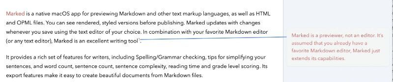 A footnote in the Comments Sidebar