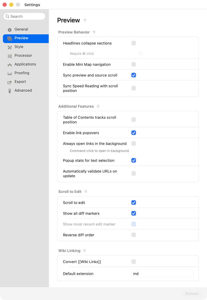 Settings: Preview