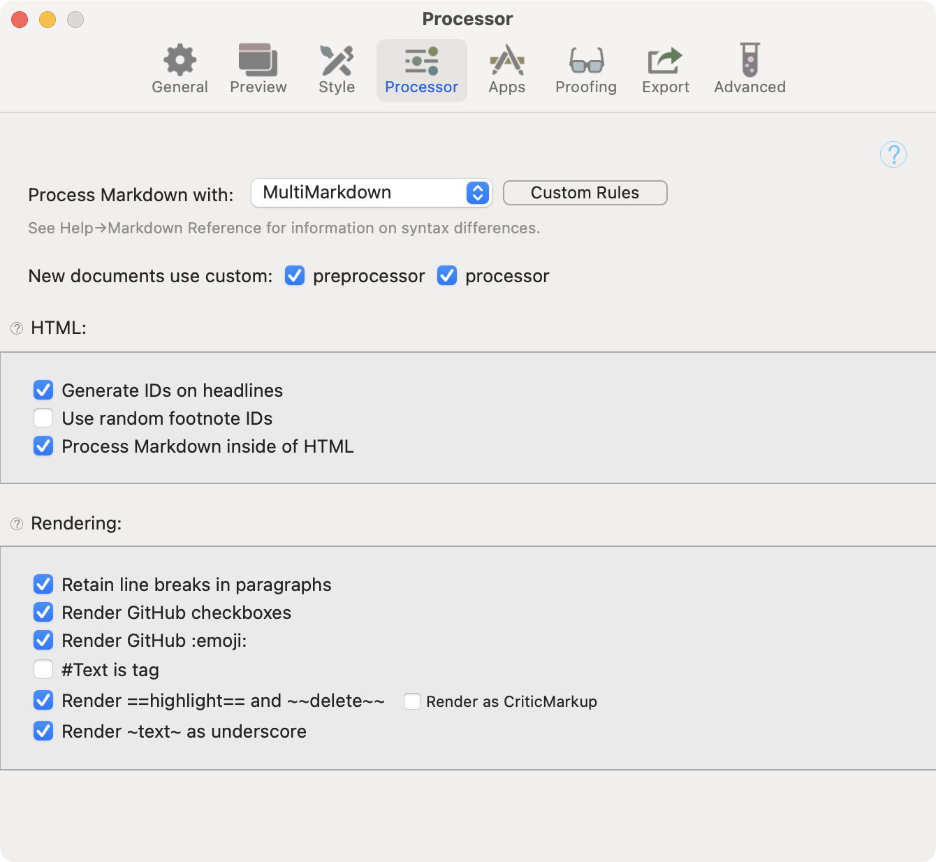 Settings: Processor
